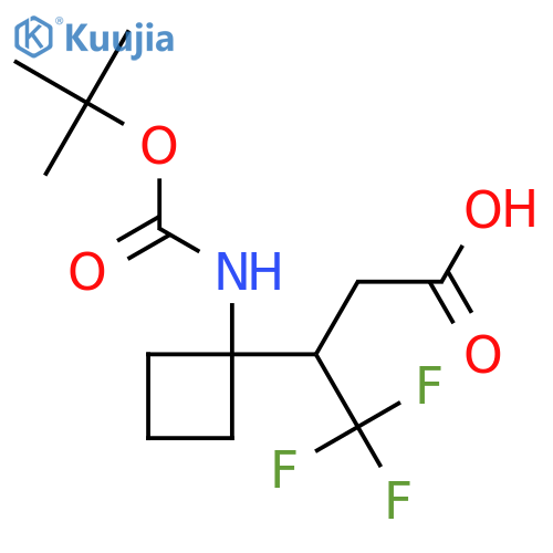 3-(1-{(tert-butoxy)carbonylamino}cyclobutyl)-4,4,4-trifluorobutanoic acid structure