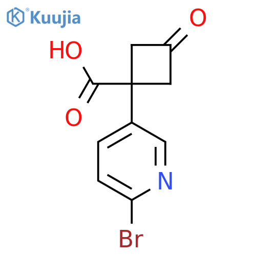 1-(6-bromopyridin-3-yl)-3-oxocyclobutane-1-carboxylic acid structure