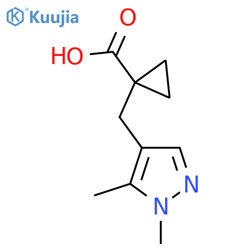 1-(1,5-dimethyl-1H-pyrazol-4-yl)methylcyclopropane-1-carboxylic acid structure