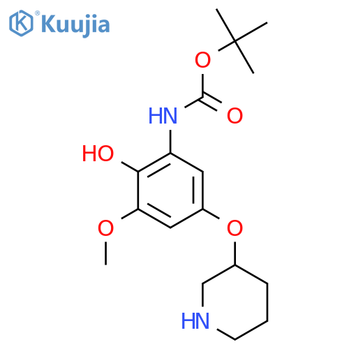 tert-butyl N-2-hydroxy-3-methoxy-5-(piperidin-3-yloxy)phenylcarbamate structure