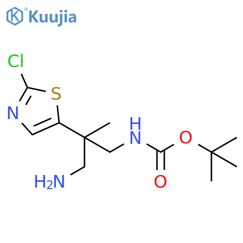 tert-butyl N-3-amino-2-(2-chloro-1,3-thiazol-5-yl)-2-methylpropylcarbamate structure