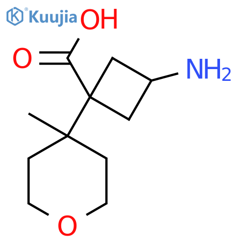 3-amino-1-(4-methyloxan-4-yl)cyclobutane-1-carboxylic acid structure