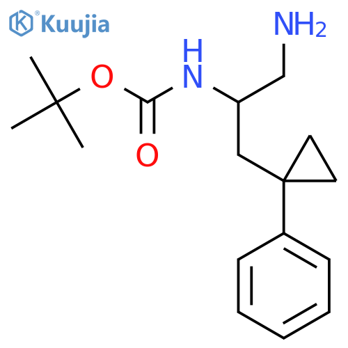 tert-butyl N-1-amino-3-(1-phenylcyclopropyl)propan-2-ylcarbamate structure