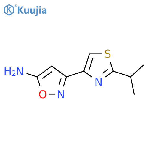 3-2-(propan-2-yl)-1,3-thiazol-4-yl-1,2-oxazol-5-amine structure