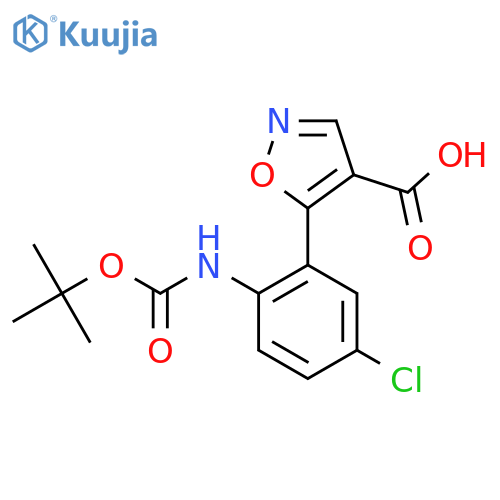5-(2-{(tert-butoxy)carbonylamino}-5-chlorophenyl)-1,2-oxazole-4-carboxylic acid structure
