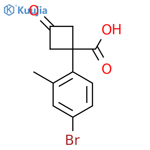 1-(4-bromo-2-methylphenyl)-3-oxocyclobutane-1-carboxylic acid structure
