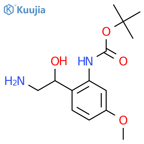 tert-butyl N-2-(2-amino-1-hydroxyethyl)-5-methoxyphenylcarbamate structure