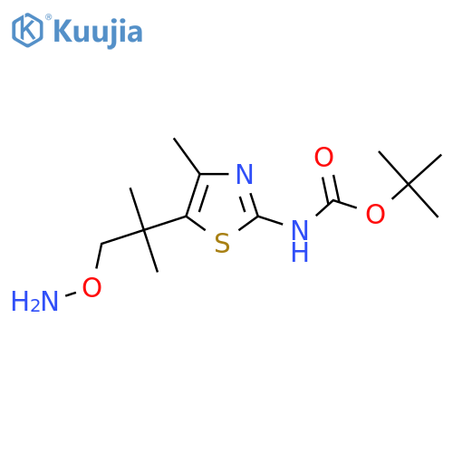 tert-butyl N-{5-1-(aminooxy)-2-methylpropan-2-yl-4-methyl-1,3-thiazol-2-yl}carbamate structure