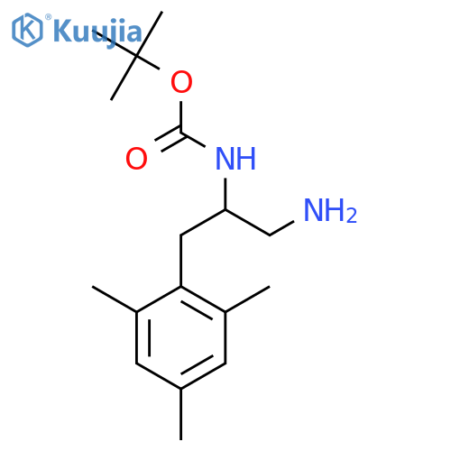 tert-butyl N-1-amino-3-(2,4,6-trimethylphenyl)propan-2-ylcarbamate structure