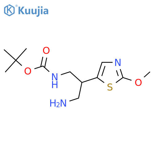 tert-butyl N-3-amino-2-(2-methoxy-1,3-thiazol-5-yl)propylcarbamate structure