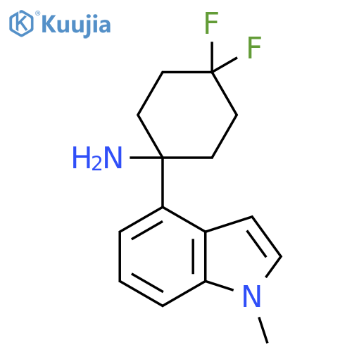 4,4-difluoro-1-(1-methyl-1H-indol-4-yl)cyclohexan-1-amine structure