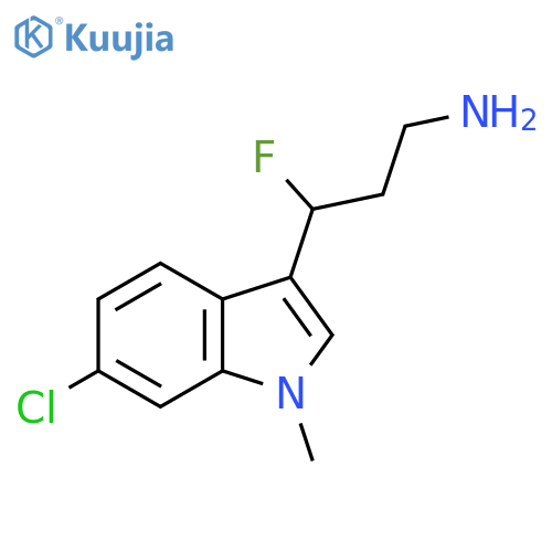 3-(6-chloro-1-methyl-1H-indol-3-yl)-3-fluoropropan-1-amine structure