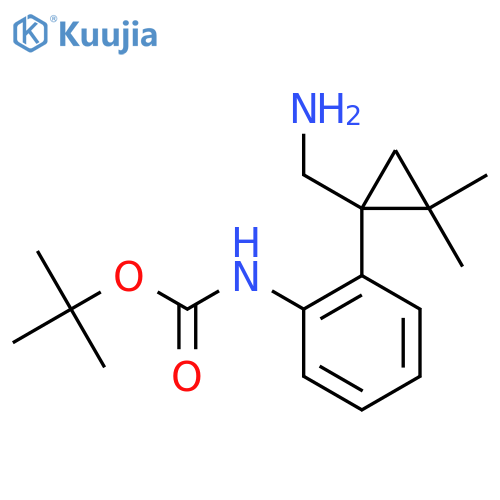 tert-butyl N-{2-1-(aminomethyl)-2,2-dimethylcyclopropylphenyl}carbamate structure