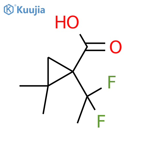 1-(1,1-difluoroethyl)-2,2-dimethylcyclopropane-1-carboxylic acid structure