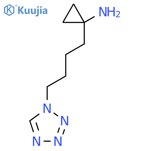 1-4-(1H-1,2,3,4-tetrazol-1-yl)butylcyclopropan-1-amine structure