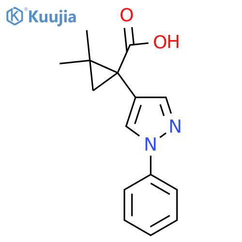 2,2-dimethyl-1-(1-phenyl-1H-pyrazol-4-yl)cyclopropane-1-carboxylic acid structure