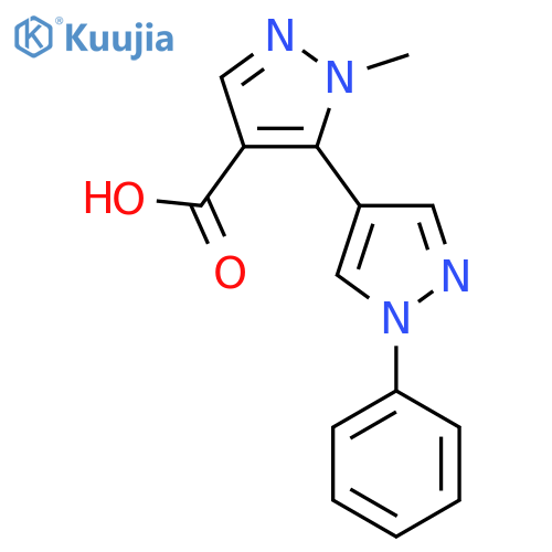 1-methyl-5-(1-phenyl-1H-pyrazol-4-yl)-1H-pyrazole-4-carboxylic acid structure