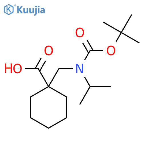 1-({(tert-butoxy)carbonyl(propan-2-yl)amino}methyl)cyclohexane-1-carboxylic acid structure