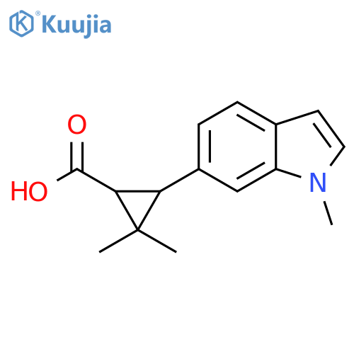 2,2-dimethyl-3-(1-methyl-1H-indol-6-yl)cyclopropane-1-carboxylic acid structure