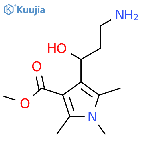methyl 4-(3-amino-1-hydroxypropyl)-1,2,5-trimethyl-1H-pyrrole-3-carboxylate structure