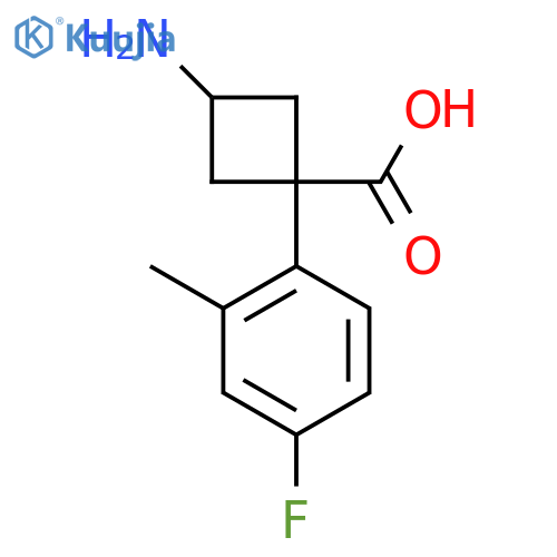 3-amino-1-(4-fluoro-2-methylphenyl)cyclobutane-1-carboxylic acid structure