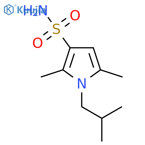 2,5-dimethyl-1-(2-methylpropyl)-1H-pyrrole-3-sulfonamide structure