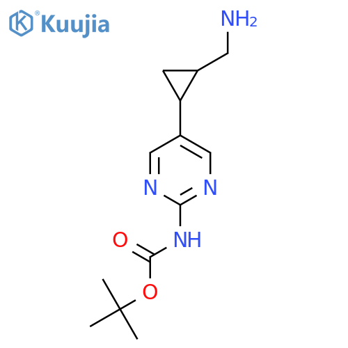 tert-butyl N-{5-2-(aminomethyl)cyclopropylpyrimidin-2-yl}carbamate structure