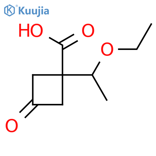 1-(1-ethoxyethyl)-3-oxocyclobutane-1-carboxylic acid structure