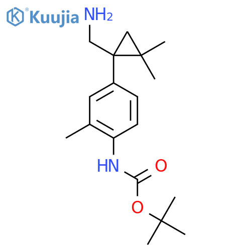 tert-butyl N-{4-1-(aminomethyl)-2,2-dimethylcyclopropyl-2-methylphenyl}carbamate structure
