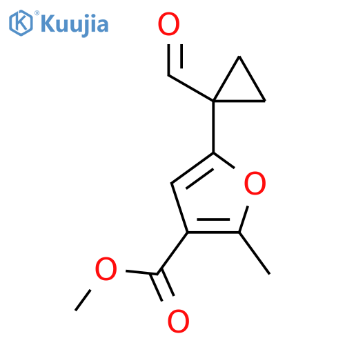 methyl 5-(1-formylcyclopropyl)-2-methylfuran-3-carboxylate structure