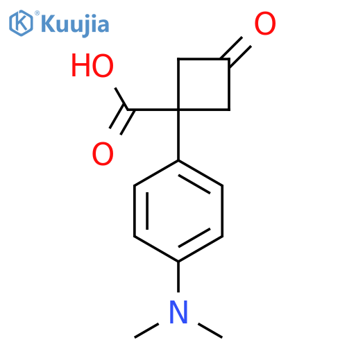 1-4-(dimethylamino)phenyl-3-oxocyclobutane-1-carboxylic acid structure