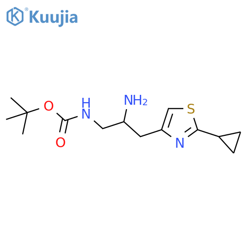tert-butyl N-2-amino-3-(2-cyclopropyl-1,3-thiazol-4-yl)propylcarbamate structure