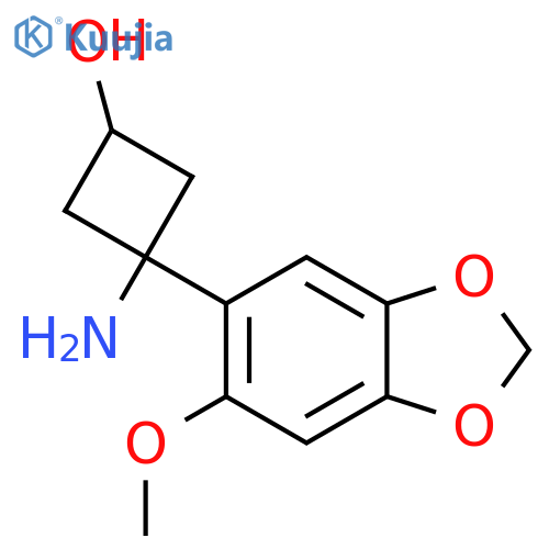 3-amino-3-(6-methoxy-1,3-dioxaindan-5-yl)cyclobutan-1-ol structure