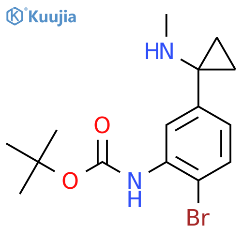 tert-butyl N-{2-bromo-5-1-(methylamino)cyclopropylphenyl}carbamate structure