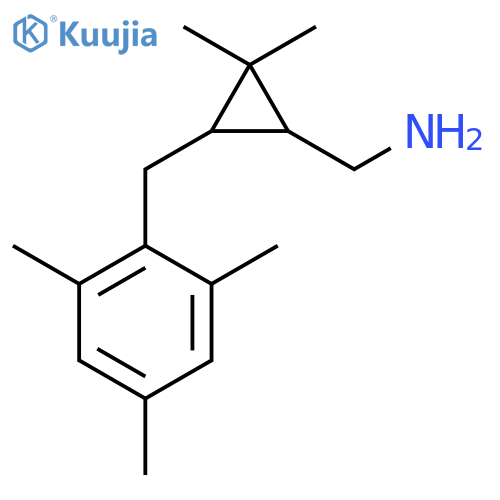 {2,2-dimethyl-3-(2,4,6-trimethylphenyl)methylcyclopropyl}methanamine structure