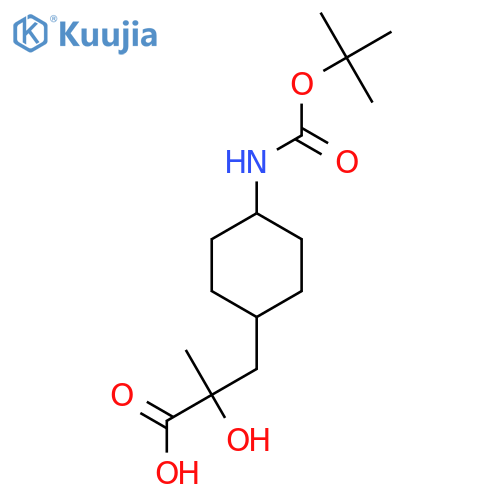 3-(4-{(tert-butoxy)carbonylamino}cyclohexyl)-2-hydroxy-2-methylpropanoic acid structure