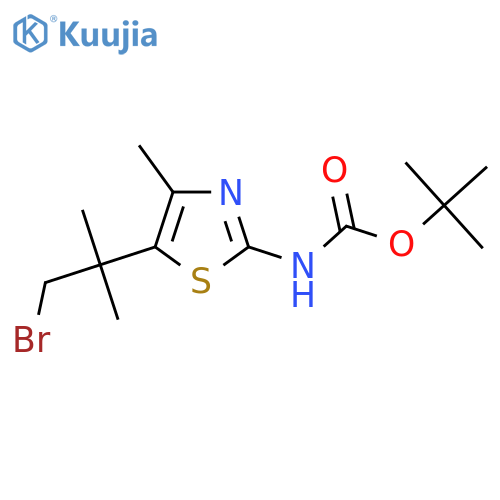 tert-butyl N-5-(1-bromo-2-methylpropan-2-yl)-4-methyl-1,3-thiazol-2-ylcarbamate structure