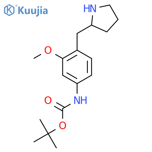 tert-butyl N-{3-methoxy-4-(pyrrolidin-2-yl)methylphenyl}carbamate structure