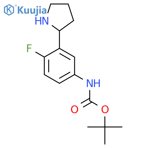 tert-butyl N-4-fluoro-3-(pyrrolidin-2-yl)phenylcarbamate structure