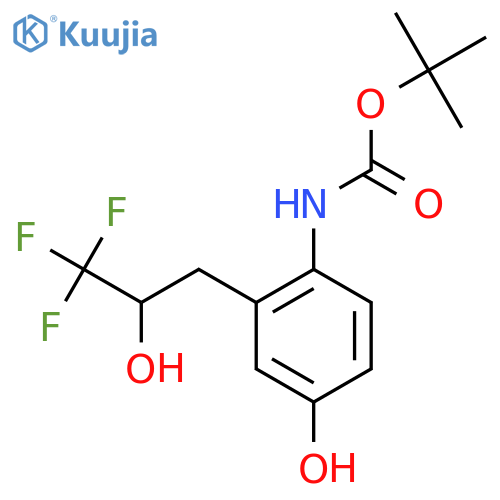 tert-butyl N-4-hydroxy-2-(3,3,3-trifluoro-2-hydroxypropyl)phenylcarbamate structure