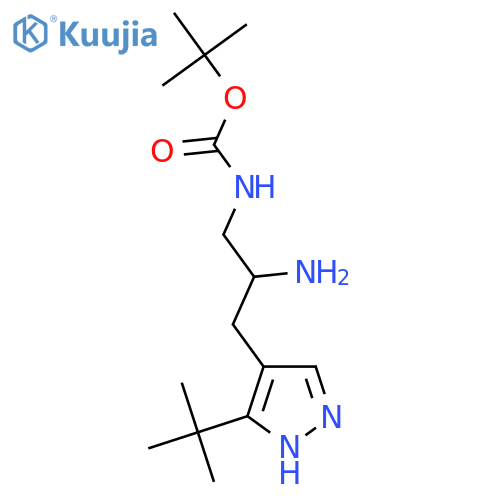 tert-butyl N-2-amino-3-(3-tert-butyl-1H-pyrazol-4-yl)propylcarbamate structure