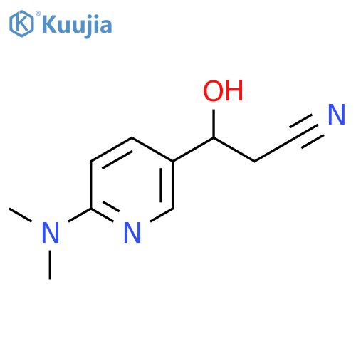 3-6-(dimethylamino)pyridin-3-yl-3-hydroxypropanenitrile structure