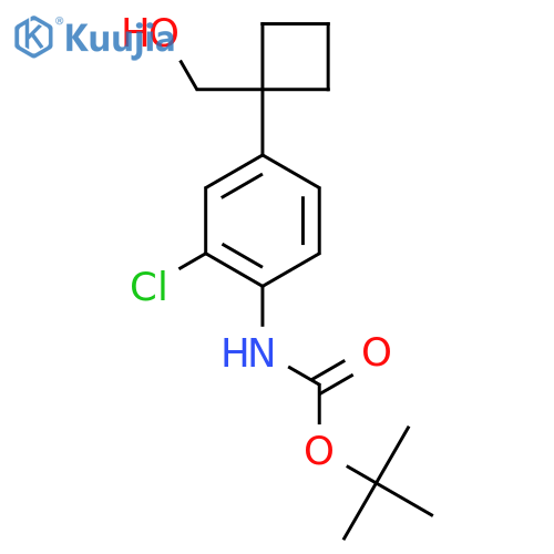 tert-butyl N-{2-chloro-4-1-(hydroxymethyl)cyclobutylphenyl}carbamate structure