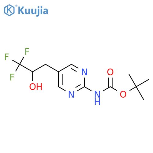 tert-butyl N-5-(3,3,3-trifluoro-2-hydroxypropyl)pyrimidin-2-ylcarbamate structure