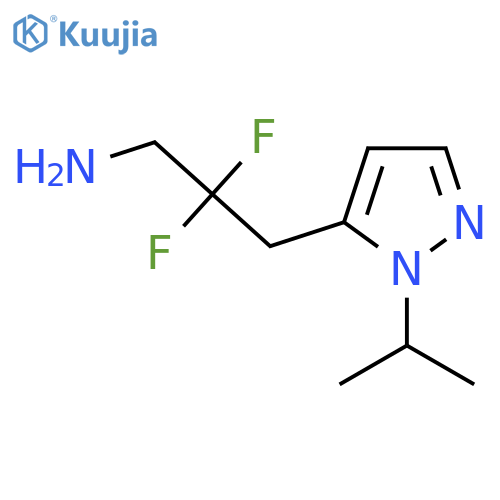 2,2-difluoro-3-1-(propan-2-yl)-1H-pyrazol-5-ylpropan-1-amine structure