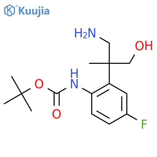 tert-butyl N-2-(1-amino-3-hydroxy-2-methylpropan-2-yl)-4-fluorophenylcarbamate structure