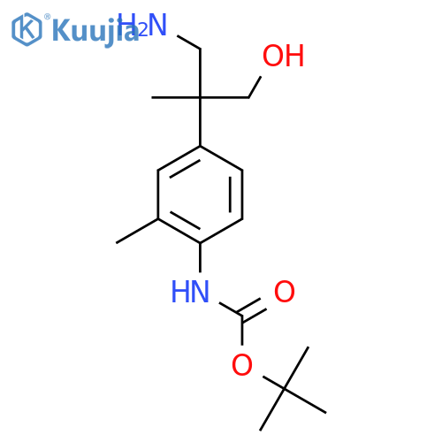 tert-butyl N-4-(1-amino-3-hydroxy-2-methylpropan-2-yl)-2-methylphenylcarbamate structure