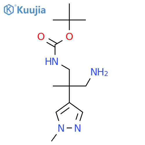 tert-butyl N-3-amino-2-methyl-2-(1-methyl-1H-pyrazol-4-yl)propylcarbamate structure