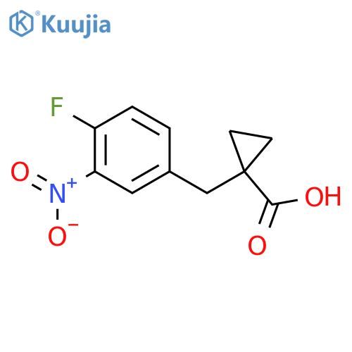 1-(4-fluoro-3-nitrophenyl)methylcyclopropane-1-carboxylic acid structure
