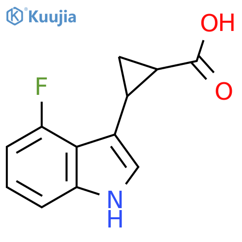 2-(4-fluoro-1H-indol-3-yl)cyclopropane-1-carboxylic acid structure